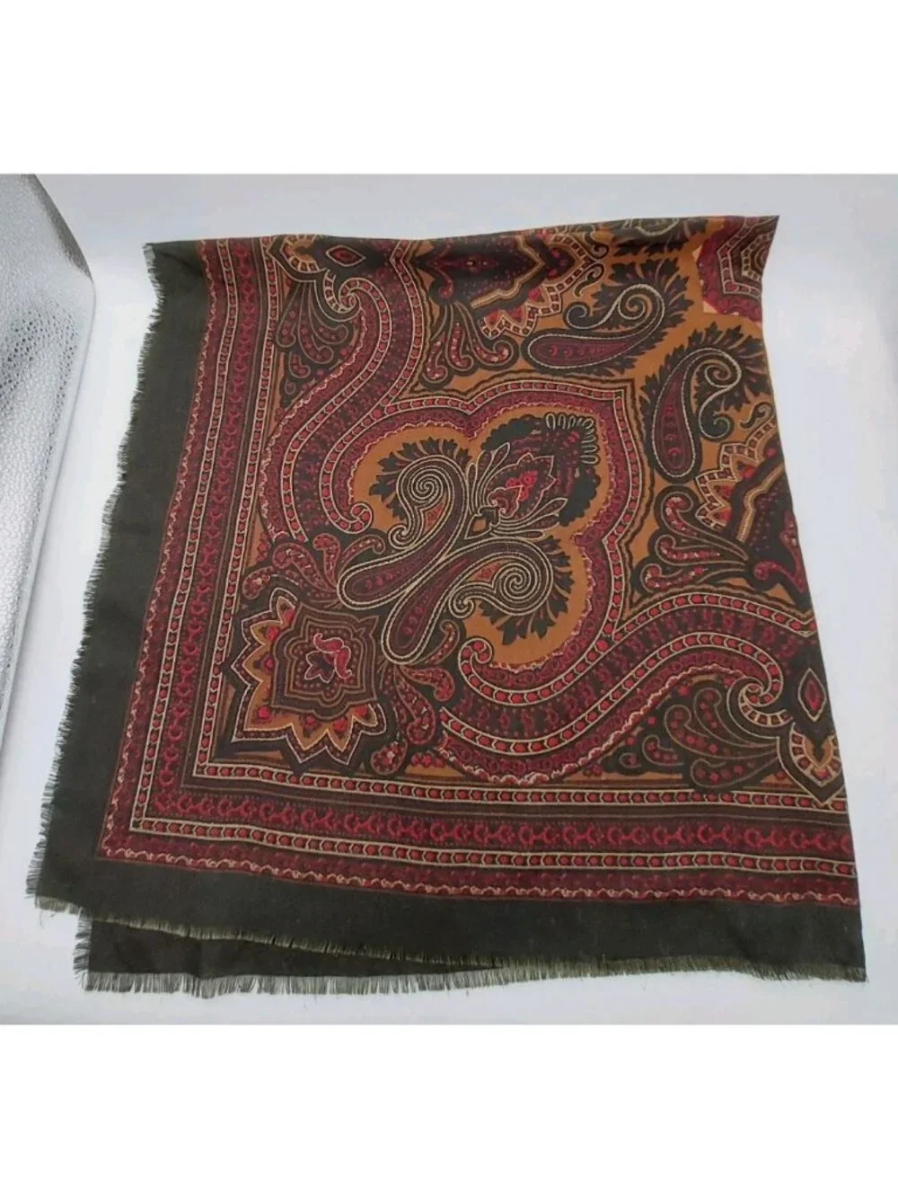 Brown Paisley Scarf Made In Italy Polyester Square Multicolor 32